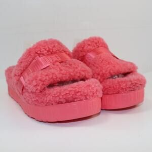 UGG Oh Fluffita Pink Shearling Platform Sandals Logo Sole Women’s 10